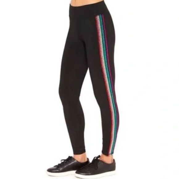 TEREZ Heathered Gray Leggings w/Colorful Side Stripes. Size Medium. EUC! - Picture 5 of 7